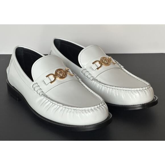 VERSACE Men's Medusa White Leather Loafers 14 US (47 Eu) 1013592 IT NIB $775 - Picture 1 of 16
